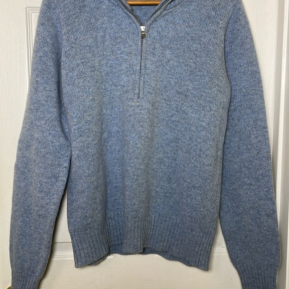 Prada Men's Wool Quarter Zip Sweater Turtleneck Winter Blue Pullover Size 52 - Picture 3 of 13